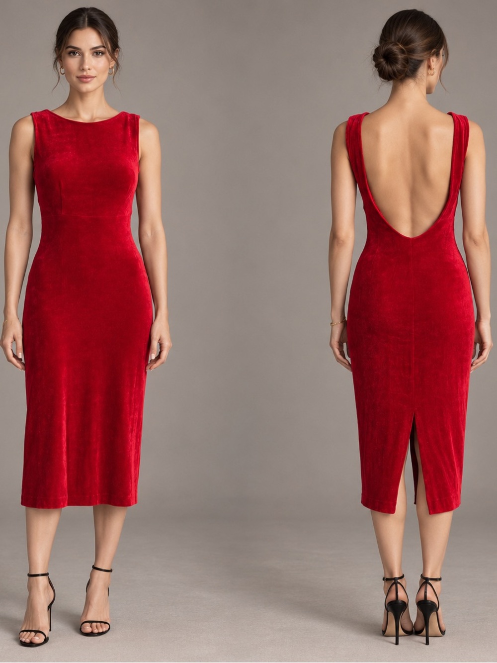 Timeless Allure: Backless Vintage Red Midi Dress – A Bold Classic